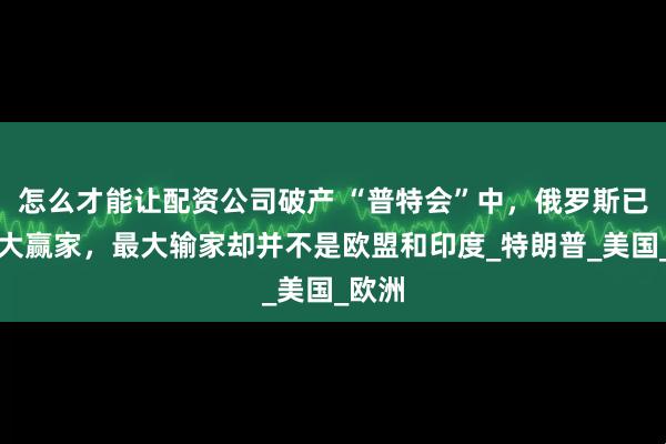 怎么才能让配资公司破产 “普特会”中，俄罗斯已成最大赢家，最大输家却并不是欧盟和印度_特朗普_美国_欧洲